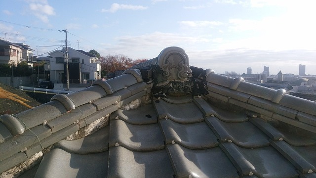 漆喰工事前　寄棟